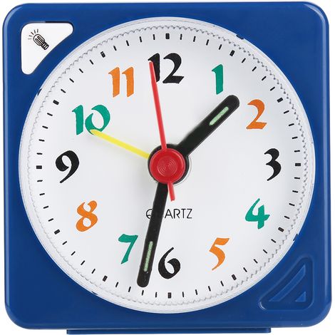 Réveil de voyage LED bleu avec fonction snooze et piles, horloge à quartz compacte (1/5)