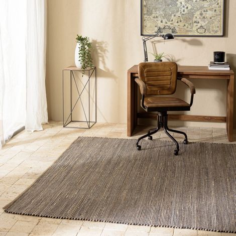 QUENTIN - Tapis rect. 200x290cm en jute et coton couleur beige et noir (1/5)