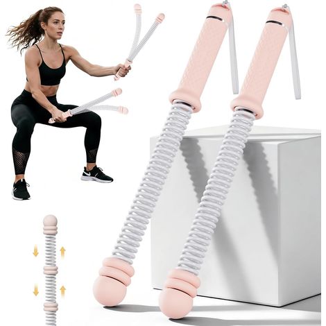 Cordless Battle Rope, Cordless Battle Ropes with Weighted Handles, Portable Bodybuilding Equipment for Home Fitness, Cardio and HIIT Training, Men and Women (Pink) (1/5)