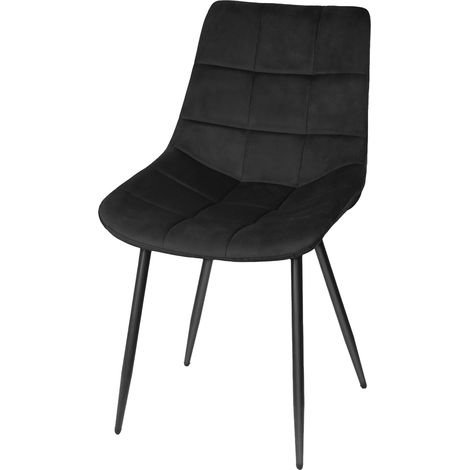 Lot de 2 chaises de salle à manger modernes et rembourrées velous avec pieds en métal noir (1/5)