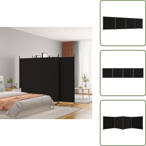 Divisore per camera da letto - vidaXL Divisorio a 4 Pannelli Nero 698x180 cm in Tessuto - Divisore per privacy