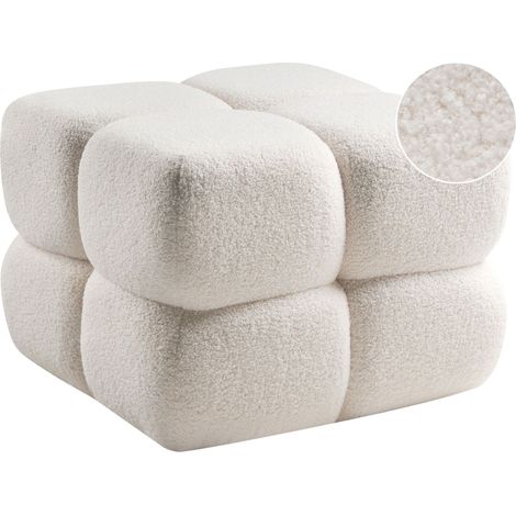 Pouf CALIENTE Bouclé Cremeweiß