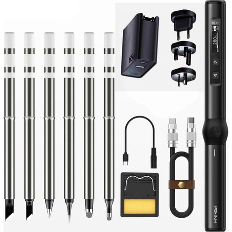Station de soudage portable intelligente HS-01 avec fer à souder électrique, écran OLED 0,87 pouce, boîtier en alliage d'aluminium, réglage de la température et de la tension d'entrée. (1/5)