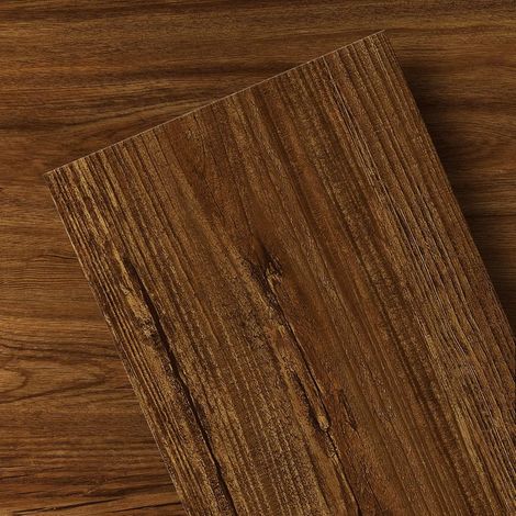 Lot de 18 dalles de sol autocollantes en vinyle, 1,5 mm d'épaisseur, pour cuisine, maison de location, couloirs et salle de bains, maison, 15,2 x 88,9 cm, chêne grannie (1/5)
