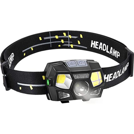Lampe frontale LED 300 lumens USB rechargeable, 5 modes, IPX4 étanche, capteur mouvement (1/4)