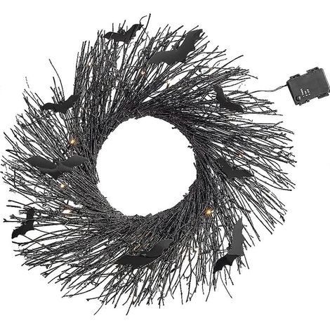 Décoration d'Halloween lumineuse en boucle, portefeuille suspendu en forme de chauve-souris (brillant), décoration et couronnes décoratives (1/5)