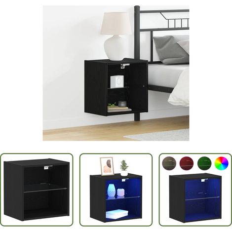 LED-Licht - Schwimmendes Regal mit LED-Licht Schwarz 40 x 28,5 x 40 cm (1/5)
