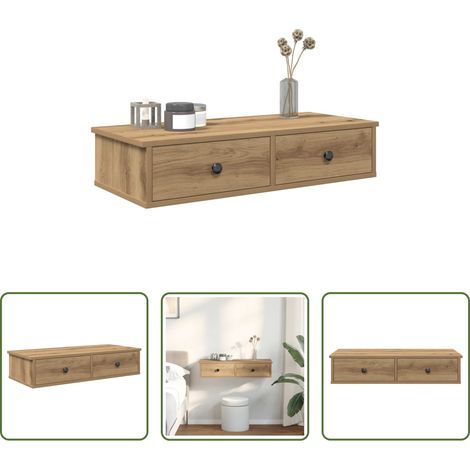 Schubladenregal - Wandregal mit Schubladen Artisan-Eiche 80x31x17cm Holzwerkstoff (1/5)