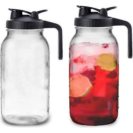 Pichet en verre de 1,9 L avec couvercle et large ouverture, étanche, pour le thé, le lait (1/5)