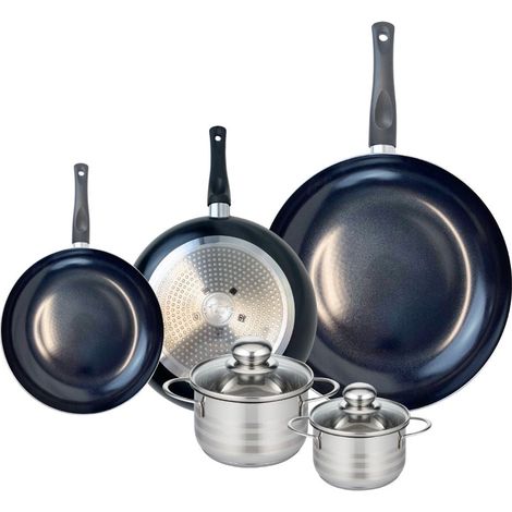 Ensemble de 3 Poêles de cuisson 20, 24 et 32 cm et 2 faitouts 12 et 14 cm Elo Prima Brillant (1/5)