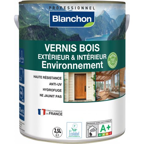 Blanchon – Vernis pour bois extérieur incolore mat 2,5L – Hydrofuge, anti-UV, 80% biosourcé – Application facile sur surfaces verticales