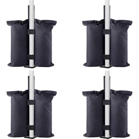 Sacs de Poids de qualité Industrielle- Sacs de Sable - pour Tente de canopée, Parapluie de terrasse, mobilier d'extérieur (Sacs Seulement, Sable exclus) 4pcs Noir (1/5)