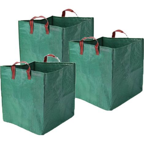 Sac Déchets du Jardin Forme Carré 270L,3pcs Sac à Feuilles,avec Poignées,indéchirables,Pliable Sacs de Jardin,réutilisables,Stable Aux UV et Hydrofuge,pour Feuilles,ordures,débris (1/5)