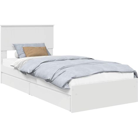 Maison Exclusive - Aufbewahrungsbett mit Kopfteil Weiß 90 x 200 c