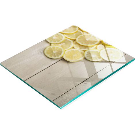 Planche à découper et à servir décorative en verre, motif bois de citronnier, 60 x 52 cm (1/5)