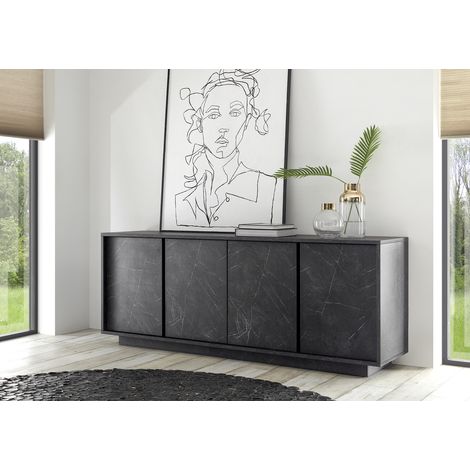 Buffet/bahut moderne 180 cm noir marbré Carrat (1/5)