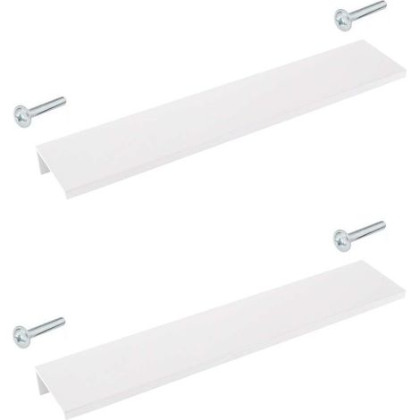 Cyclingcolors – Poignée de meuble métal blanc mat 180mm – Entraxe 160mm – À visser – Design extra plat moderne pour cuisine et salle de bain (1/2)