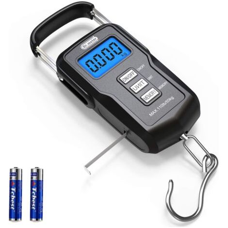 Balance de pêche numérique suspendue Dr.meter 110 lb/50 kg avec fonction de comparaison et de mémorisation numériques, écran LCD rétroéclairé (1/5)