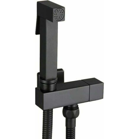 Set WC e doccia, bidet e doccia portatili neri, bidet e doccia in ottone, set completo WC e doccia a parete, prodotti per l'igiene personale, G1/2 (1/5)
