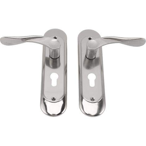 Poignée de porte intérieure avec serrure, facile à installer, en acier inoxydable, pour portes de chambre, de salle de bain et de placard. (1/5)