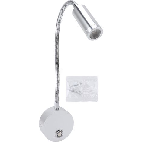 Lampe de lecture dimmable pour camping-car, 3 températures de couleur, lampe de chevet flexible à col de cygne avec port de chargement USB 10-30 V, argent (1/5)