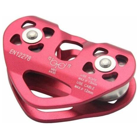 Tandem Pulley Outdoor Climbing Pulley Double Axis Lifting and Carrying ,XU,High Altitude Steel Cable Zipline Extension Heart-Shaped Double Pulley - (1/4)