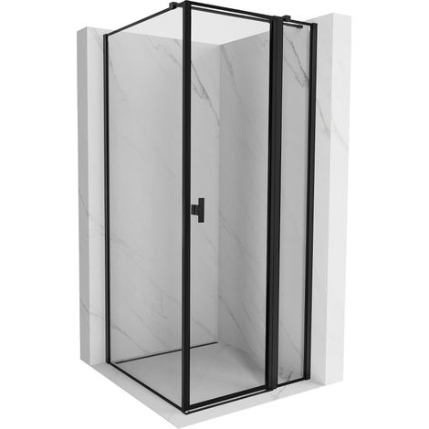 Mexen Mist T cabine de douche à charnière droite 100 x 100 cm, cadre noir, noir - 8A4T-100-100-70-70-P (1/5)