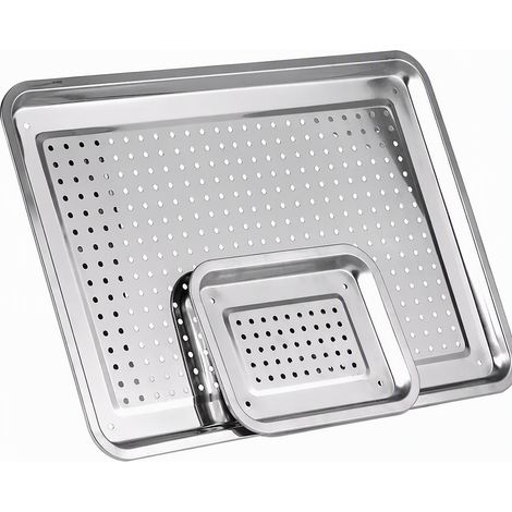 Plateau en inox 410 magnétique perforé, 5 mm, 60 x 40 x 2 cm