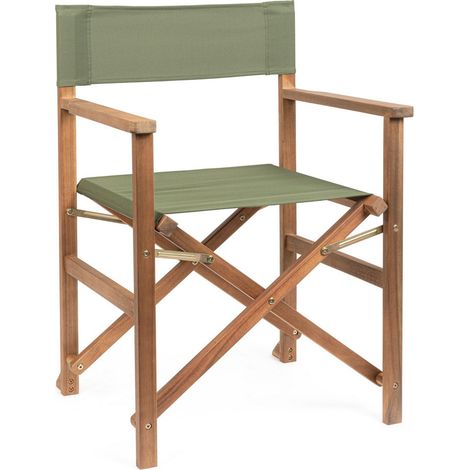 Sedia Regista in Legno di Acacia e Poliestere Verde Muschio (1/5)