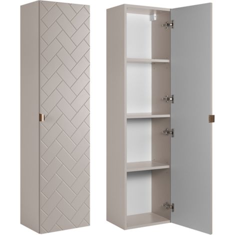 Rodan Hochschrank Bad Beige Matt, 27 x 35 x 136 cm, 1 Tür mit Soft-Close, feuchtraumgeeignet, Badschrank mit Stauraum