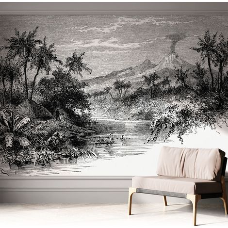 Selbstklebend Tapete - Wandgestaltung - Tapete Wohnzimmer - Flur Eingangsbereich Exotisches Panorama 312x219 cm (1/5)