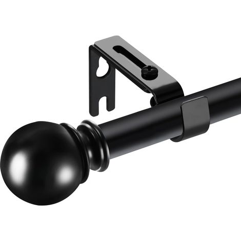 71 122cm Tringle à rideaux , noire, avec deux supports, tête ronde épissée, pour salon, chambre à coucher, chambre d'enfant, salle à manger ou cuisine (1/5)