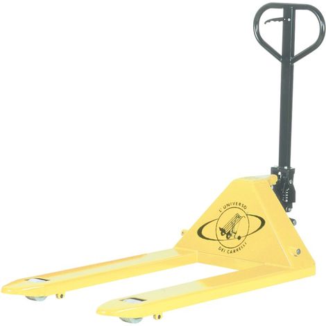Transpallet modello largo per frutta con 2 rulli anteriori in nylon bianco