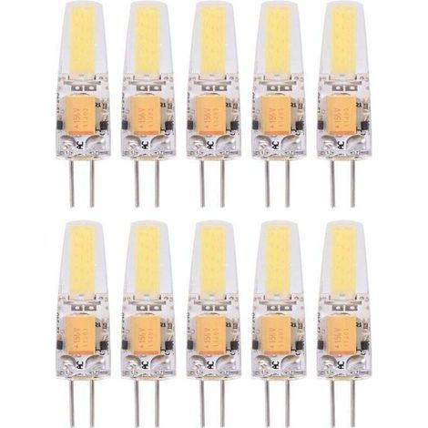 Lot de 10 ampoules LED AC/DC12-24V G4 COB non dimmable en silicone (blanc chaud) (1/4)