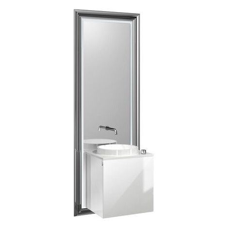 Juego de lavabo TOUCH CLASSIC 45cm Fr blanco óptico tirador izquierdo marco negro