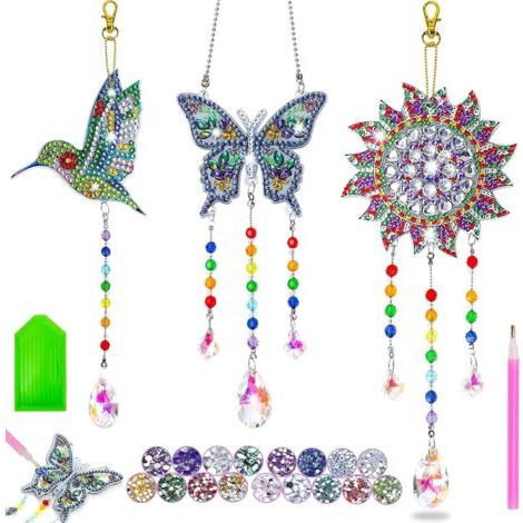 Diamond Painting Carillon à Vent, Attrape Soleil Peinture Diamant, Diaman-t Peinture Attrape-Soleil, DIY Diama-nt Peintur-e Carillon à Vent, 5D Dia-mant Pein-ture Attrape-Soleil, pour Jardin, Véranda (1/5)