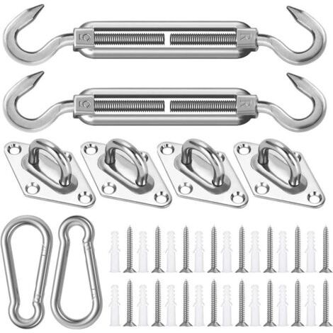 Kit Fixation Toile Ombrage M5,Kit de Quincaillerie pour Voiles D'ombrage Rectangulaire et Triangulaires,Kit de Matériel pour Voiles D'ombrage,Fixation Toile Ombrage Exterieur pour Jardin (1/5)