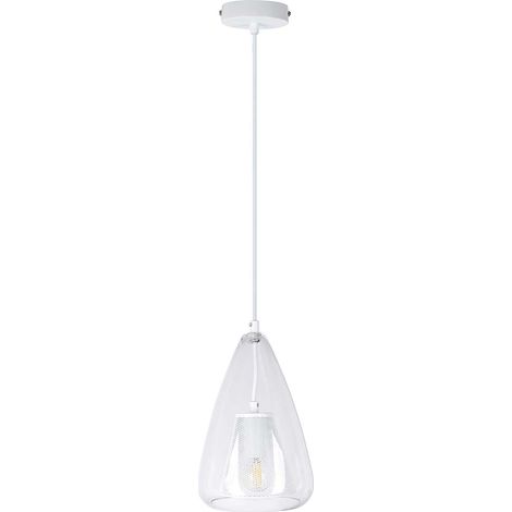 Hängeleuchte Pendellampe Wohnzimmerleuchte Esszimmerlampe Metall weiß H 150 cm
