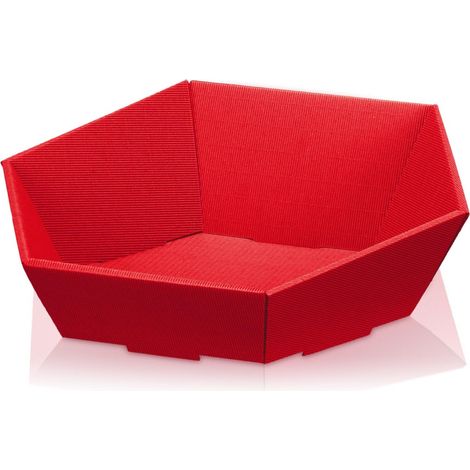 1000 x Präsentkorb Geschenkkorb 465x415x90/155 mm offene Welle Rot (1/2)