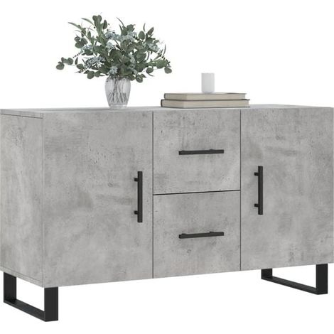 Buffet de Cuisine en Bois d'Ingénierie 100x36x60 cm, Meuble Rangement Style Béton Gris, Enfilade Moderne pour Salle à Manger et Salon (1/5)