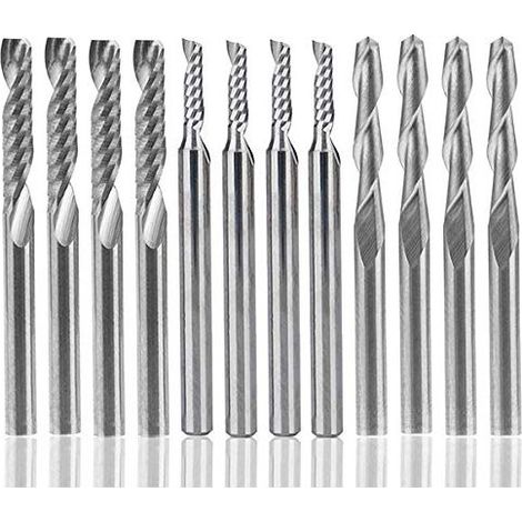 12 Pièces Fraise Carbure Tungstène CNC pour Nylon, Résine, ABS, Acrylique et Bois (1/5)