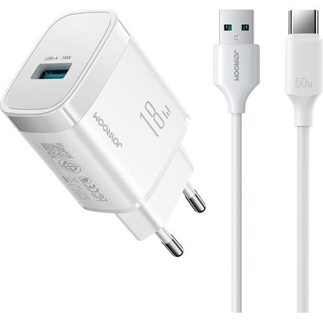 Cargador de pared USB-A de 18 W con cable USB-A a USB-C de 1 m - blanco (1/5)