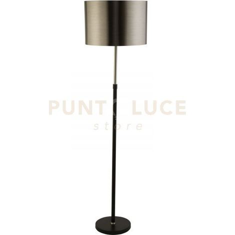 Lampada da terra Rachel - Metallo nero, argento satinato e paralume cromato