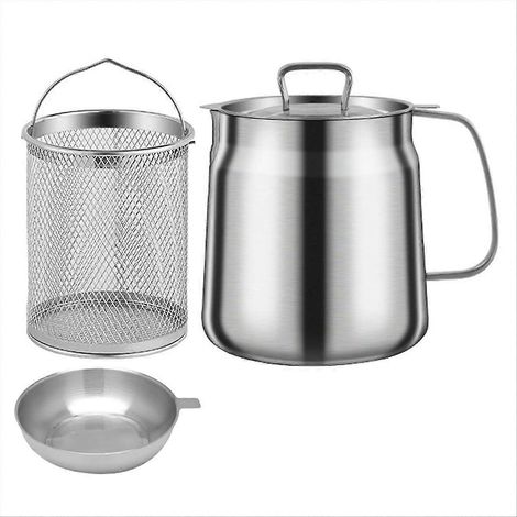 1,5-Liter-Ölfilter aus Edelstahl, Mehrzweck-Filtertopf zum Kochen (1/5)