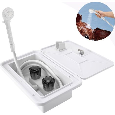 Kit doccia esterna per camper, con soffione doccia e tubo flessibile per rubinetto, interruttore caldo e freddo, accessori per camper, montaggio a incasso/a parete, per barche e camper (1/5)