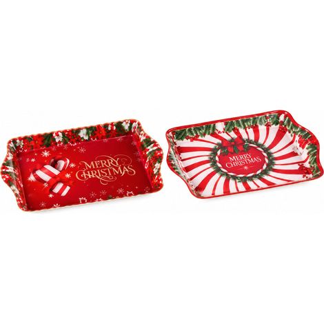 Ad Trend Vassoio Rettangolare Natalizio in Melamina Assortito 21x15 cm 1 Pz – Decorazione Tavola di Natale (1/2)