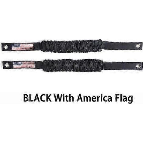 Poignées de maintien pour arceau de sécurité de voiture 25-26 pouces avec drapeau américain, compatibles avec Ford Bronco 2020, 2021 et 2022 (2 et 4 portes), accessoires intérieurs, noir, lot de 2. (1/5)