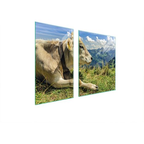 Glasplatte und Schneidebrett 100x52 Kuh (1/5)