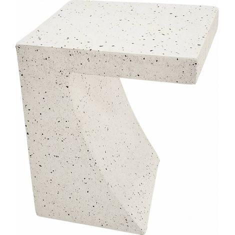 table dappoint terrazzo géométrique extérieur style naturel - blanc effet terrazzo moucheté noir (1/3)