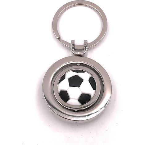Dos llaveros con forma de balón de fútbol, balón de fútbol móvil, equipo, llaveros con colgante plateado